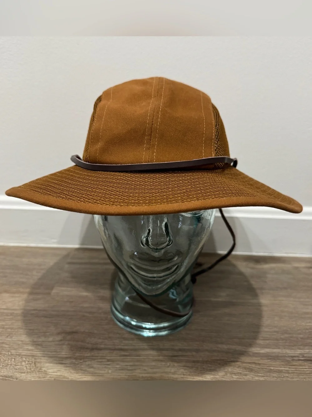 Duluth Wide Brim Sun Hat with Chin Strap - Brown Size Small